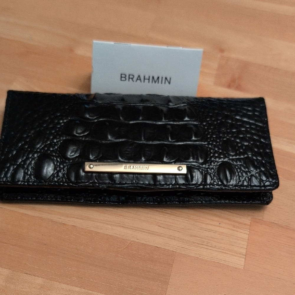 Brahmin Black Croc-Embossed Wallet